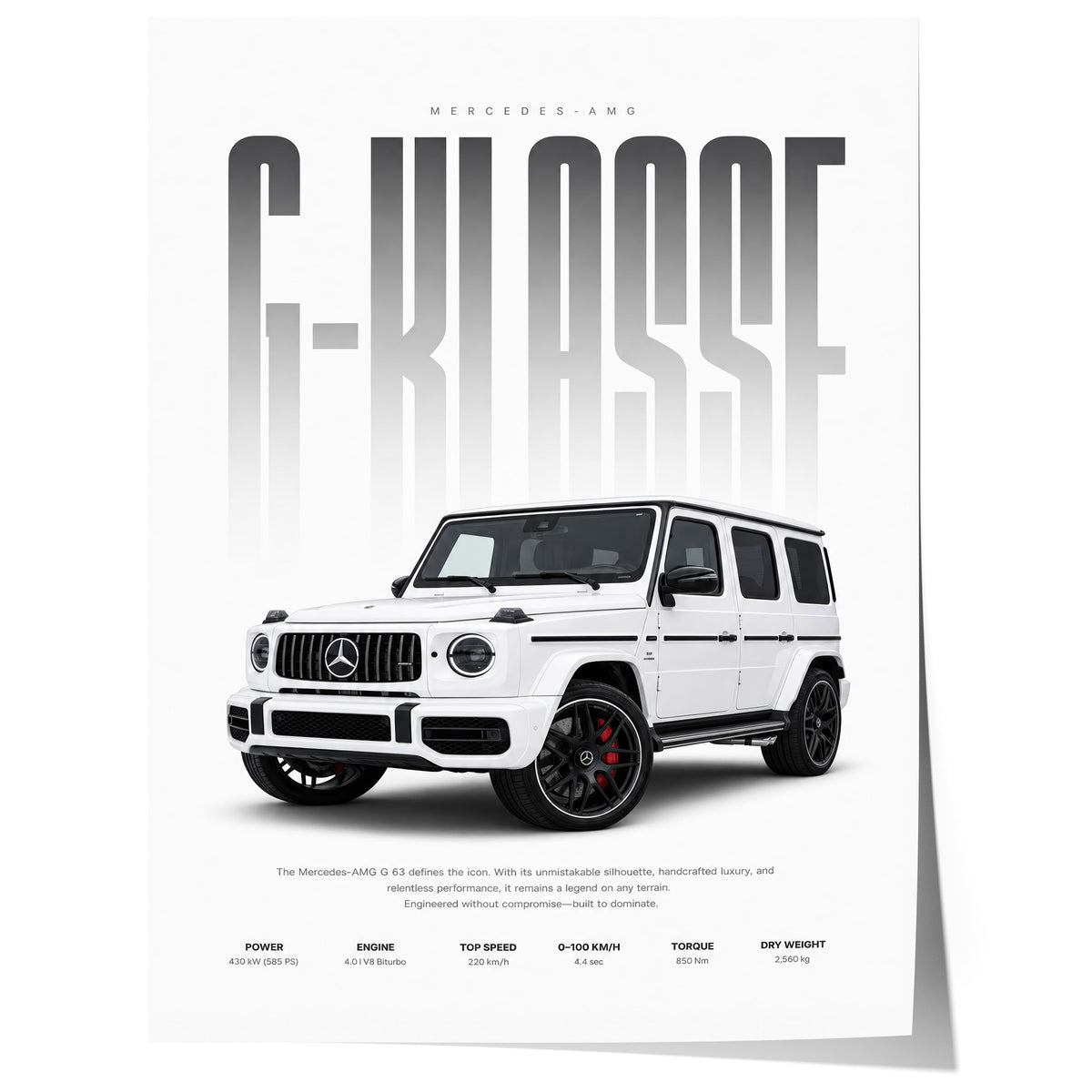 Geländewagen Poster Weiß · Geschenkidee · Luxus SUV Wandbild · Deko Print ohne Rahmen