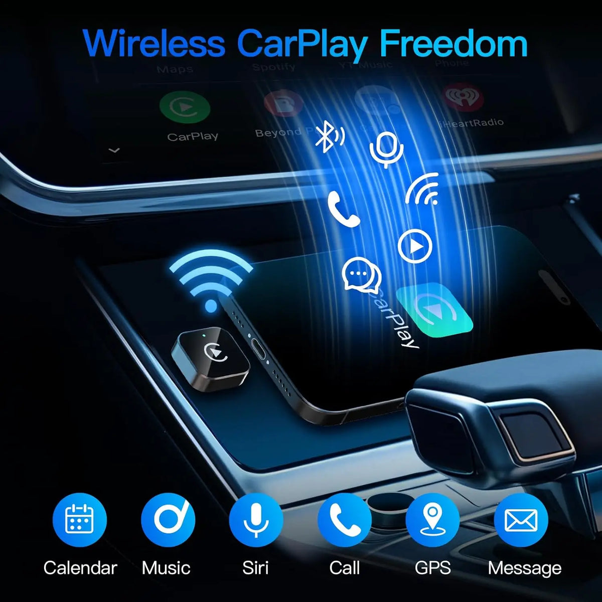 Kabelloser CarPlay Adapter Plug and Play für iPhone & Android