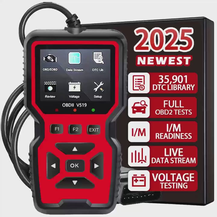V519 Professional Obd2 Scanner - Usb-Powered Car Diagnostic Tool with Real-Time Data Stream, Full-Featured Obd Ii Testing (I/M Ready, Bod2/Eobd), Clears Engine Fault Lights, Reads/Erases Codes for Most Vehicles, Car Maintenance, Ergonomic Design, Durable Plastic Casing